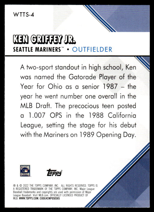 Ken Griffey Jr. 2022 Topps Series 1 Welcome to the Show Back of Card