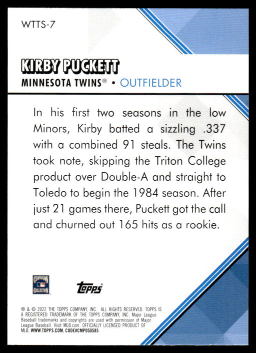 Kirby Puckett 2022 Topps Series 1 Welcome to the Show Back of Card