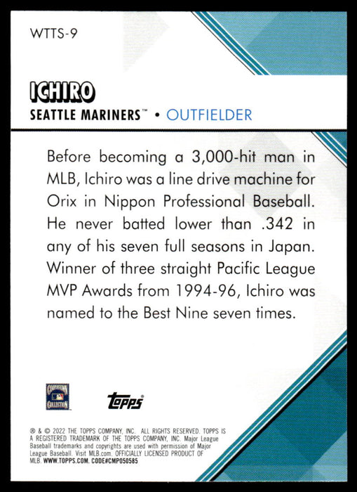 Ichiro 2022 Topps Series 1 Welcome to the Show Back of Card