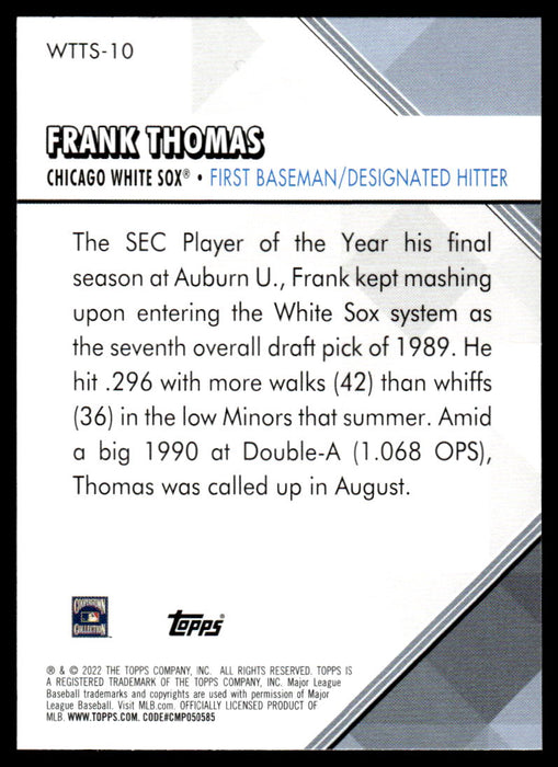 Frank Thomas 2022 Topps Series 1 Welcome to the Show Back of Card