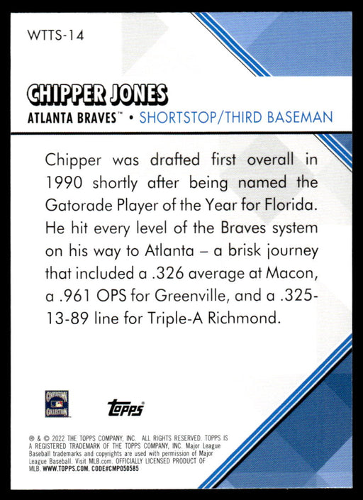 Chipper Jones 2022 Topps Series 1 Welcome to the Show Back of Card