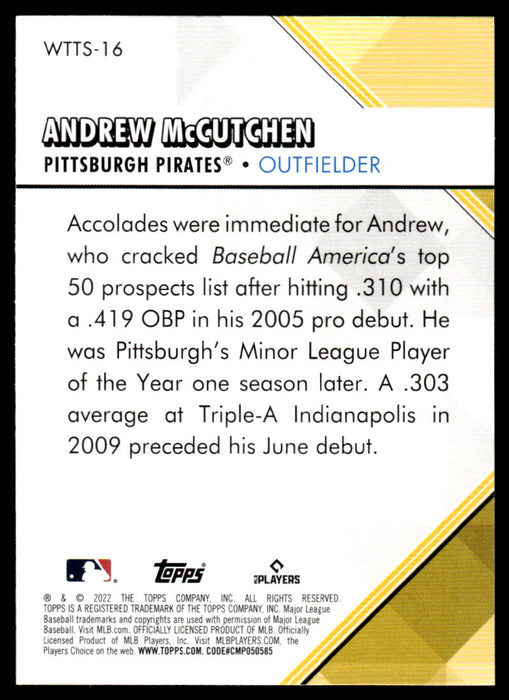 Andrew McCutchen 2022 Topps Series 1 Welcome to the Show Back of Card