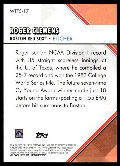 Roger Clemens 2022 Topps Series 1 Welcome to the Show Back of Card