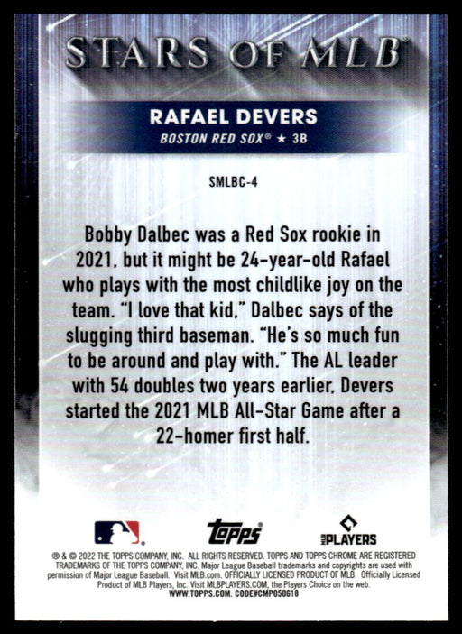 Rafael Devers 2022 Topps Series 1 Chrome Stars of MLB Back of Card