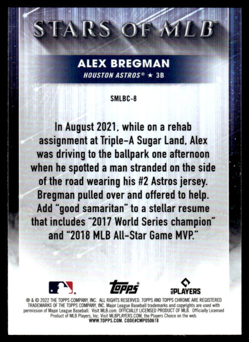 Alex Bregman 2022 Topps Series 1 Chrome Stars of MLB Back of Card