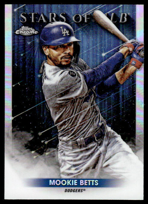 Mookie Betts 2022 Topps Series 1 Chrome Stars of MLB Front of Card