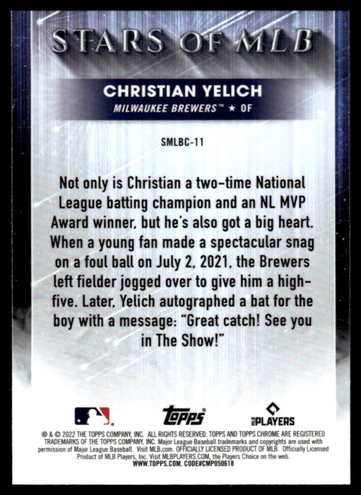 Christian Yelich 2022 Topps Series 1 Chrome Stars of MLB Back of Card