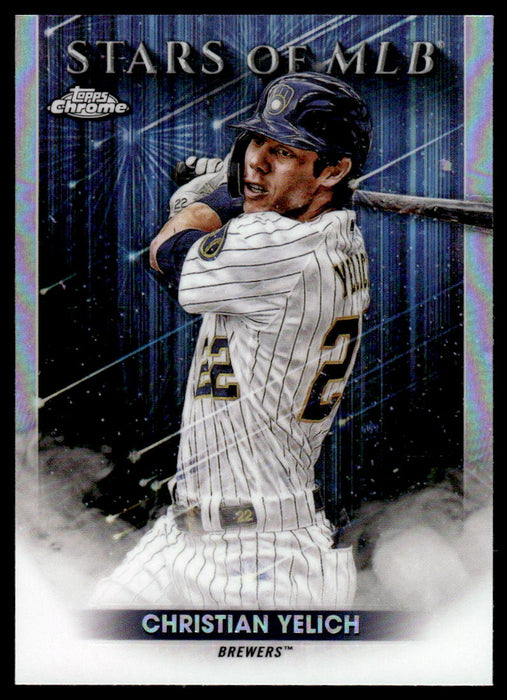 Christian Yelich 2022 Topps Series 1 Chrome Stars of MLB Front of Card