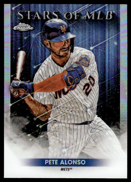 Pete Alonso 2022 Topps Series 1 Chrome Stars of MLB Front of Card