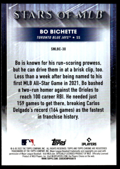 Bo Bichette 2022 Topps Series 1 Chrome Stars of MLB Back of Card