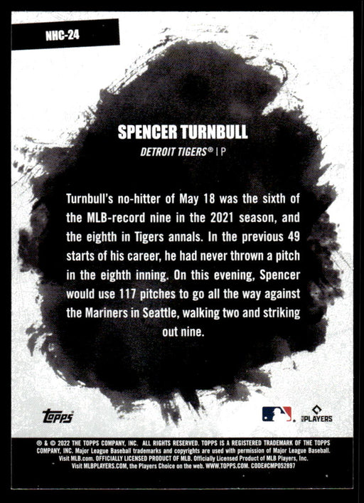 Spender Turnbull 2022 Topps Series 2 No Hit Club Back of Card