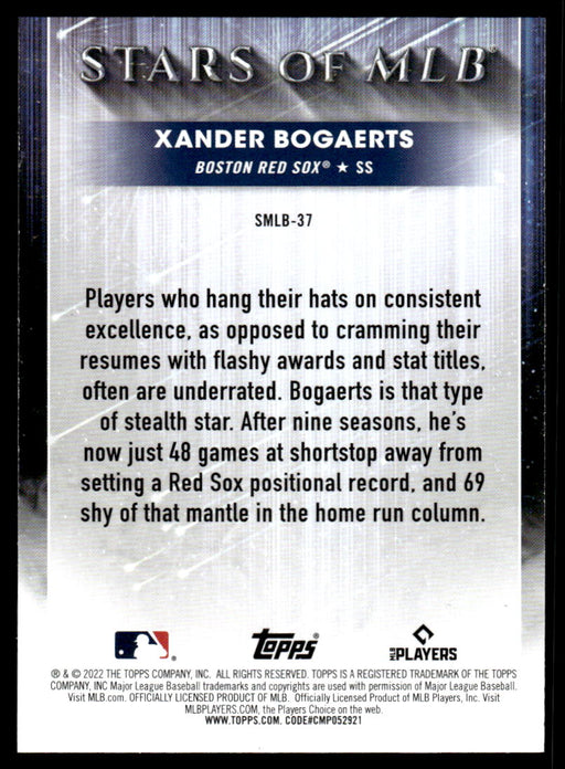 Xander Bogaerts 2022 Topps Series 2 Stars of MLB Back of Card