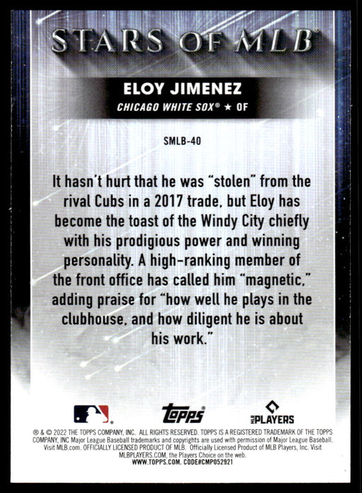 Eloy Jimenez 2022 Topps Series 2 Stars of MLB Back of Card