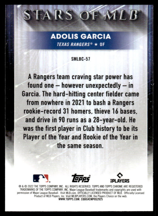 Adolis Garcia 2022 Topps Series 2 Chrome Stars of MLB Back of Card