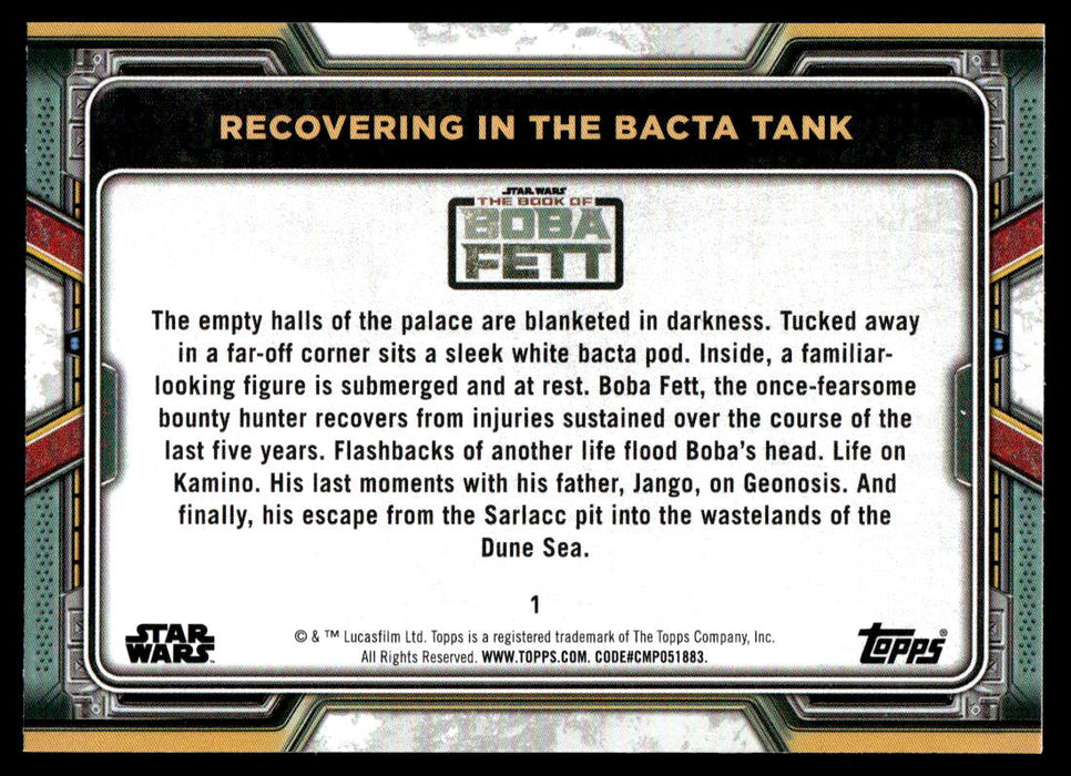 Recovering in the Bacta Tank 2022 Topps Star Wars Book of Bobba Fett Base Back of Card