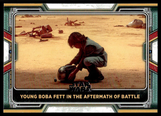 Young Boba Fett in the Aftermath of Battle 2022 Topps Star Wars Book of Bobba Fett Base Front of Card