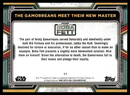 The Gamorreans Meet Their New Master 2022 Topps Star Wars Book of Bobba Fett Base Back of Card