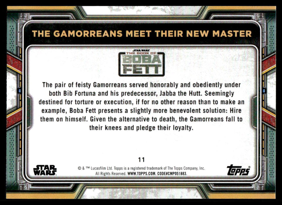 The Gamorreans Meet Their New Master 2022 Topps Star Wars Book of Bobba Fett Base Back of Card