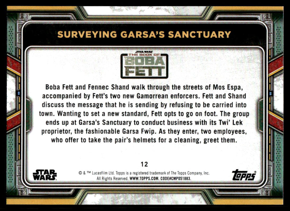 Surveying Garsa's Sanctuary 2022 Topps Star Wars Book of Bobba Fett Base Back of Card