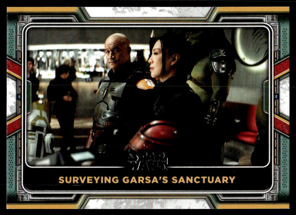 Surveying Garsa's Sanctuary 2022 Topps Star Wars Book of Bobba Fett Base Front of Card