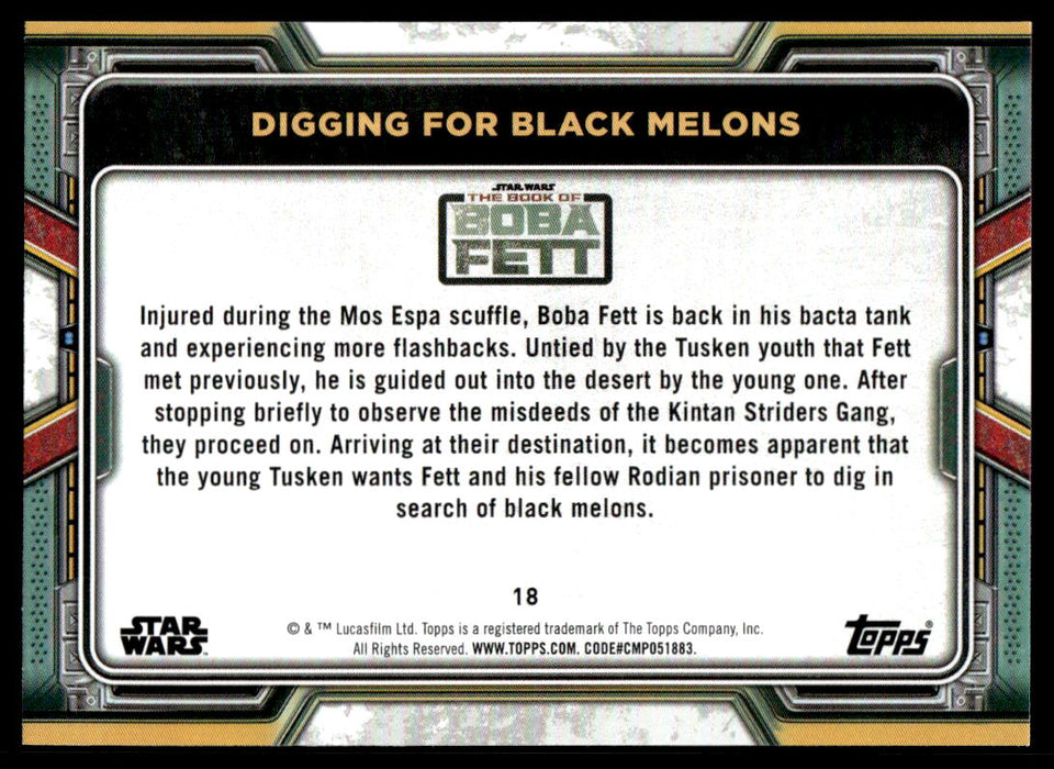 Digging for Black Melons 2022 Topps Star Wars Book of Bobba Fett Base Back of Card