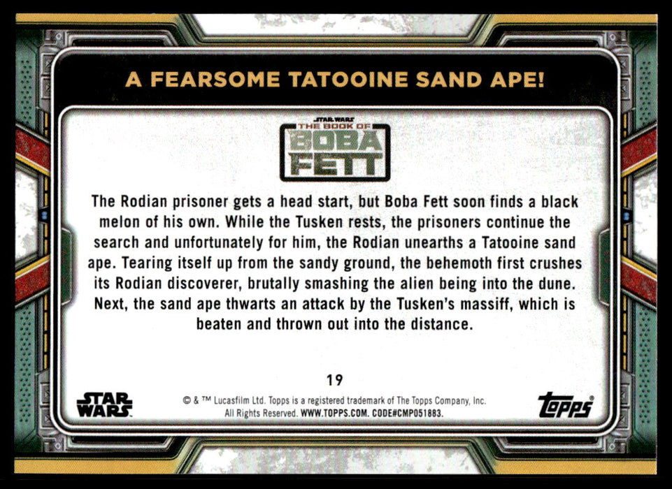 A Fearsome Tatooine Sand Ape! 2022 Topps Star Wars Book of Bobba Fett Base Back of Card