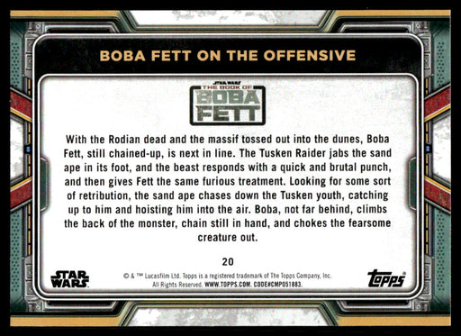 Boba Fett on the Offensive 2022 Topps Star Wars Book of Bobba Fett Base Back of Card