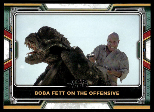 Boba Fett on the Offensive 2022 Topps Star Wars Book of Bobba Fett Base Front of Card