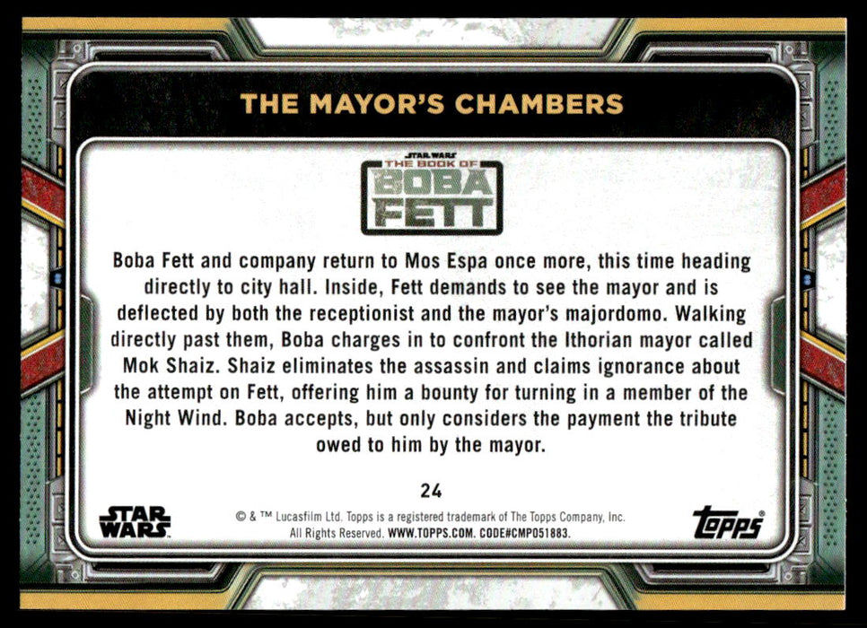 The Mayor's Chambers 2022 Topps Star Wars Book of Bobba Fett Base Back of Card