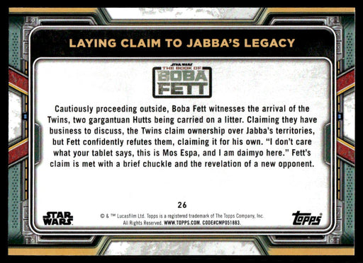 Laying Claim to Jabba's Legacy 2022 Topps Star Wars Book of Bobba Fett Base Back of Card