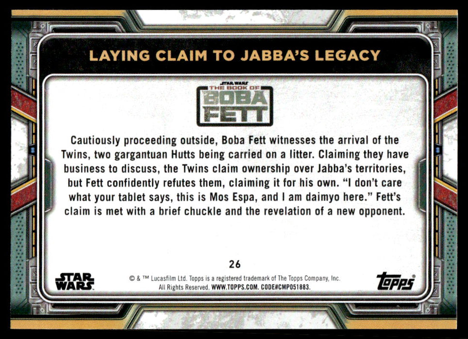 Laying Claim to Jabba's Legacy 2022 Topps Star Wars Book of Bobba Fett Base Back of Card