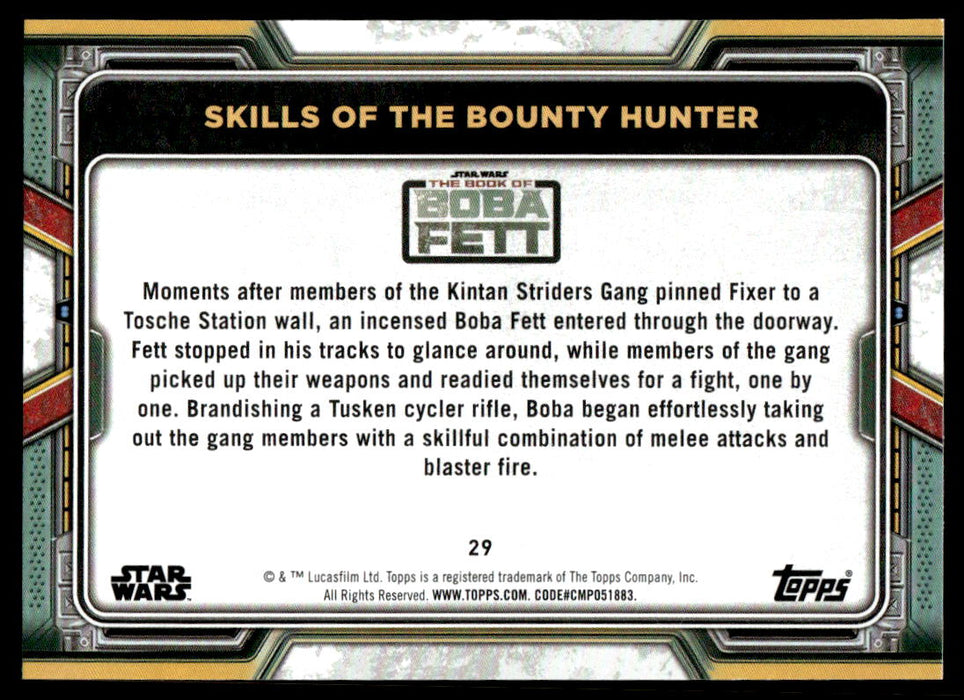 Skills of the Bounty Hunter 2022 Topps Star Wars Book of Bobba Fett Base Back of Card