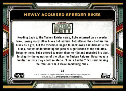 Newly Acquired Speeder Bikes 2022 Topps Star Wars Book of Bobba Fett Base Back of Card