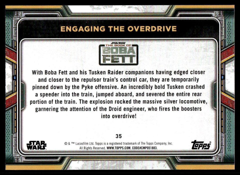 Engaging the overdrive 2022 Topps Star Wars Book of Bobba Fett Base Back of Card