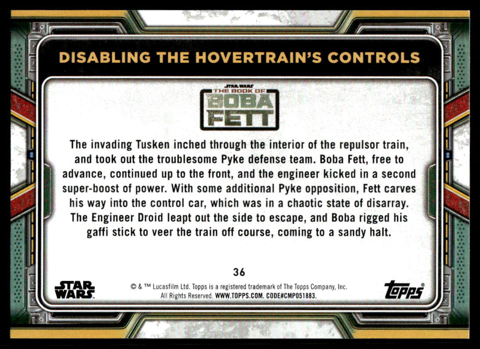 Disabling the Hovertrain's Controls 2022 Topps Star Wars Book of Bobba Fett Base Back of Card