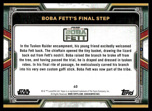 Boba Fett's final step 2022 Topps Star Wars Book of Bobba Fett Base Back of Card