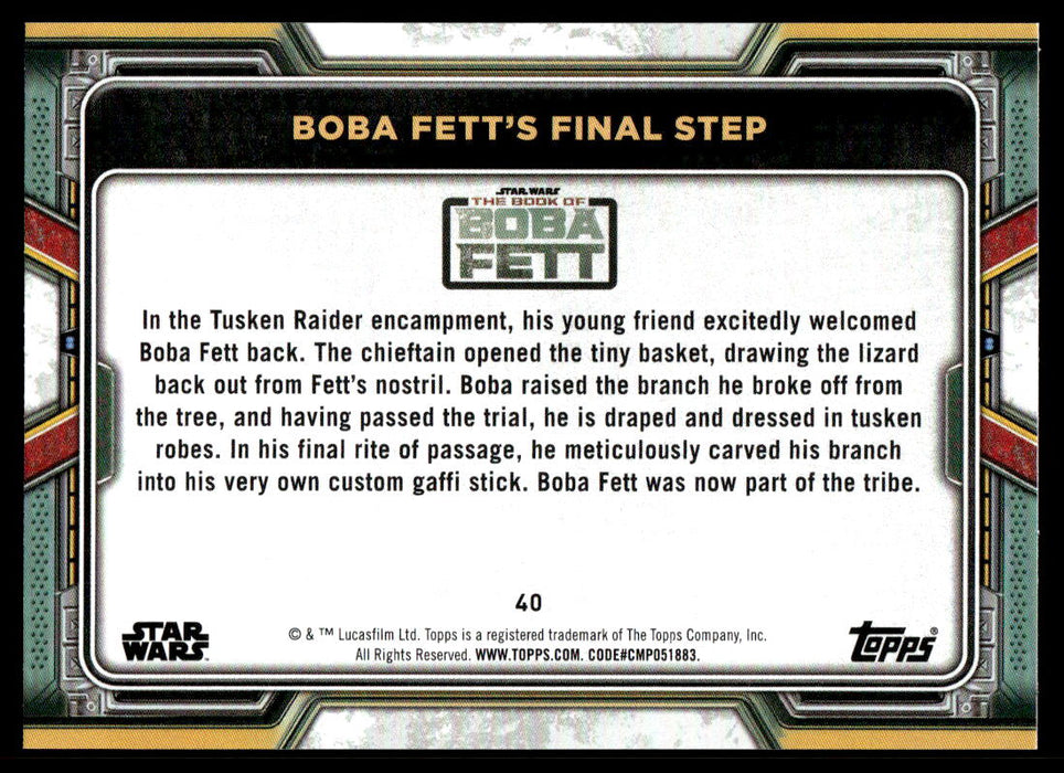 Boba Fett's final step 2022 Topps Star Wars Book of Bobba Fett Base Back of Card