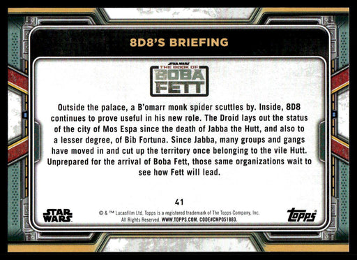 8D8's Briefing 2022 Topps Star Wars Book of Bobba Fett Base Back of Card