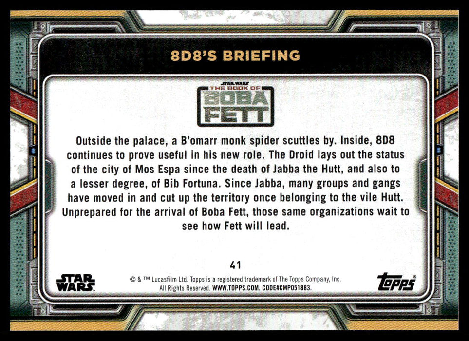 8D8's Briefing 2022 Topps Star Wars Book of Bobba Fett Base Back of Card