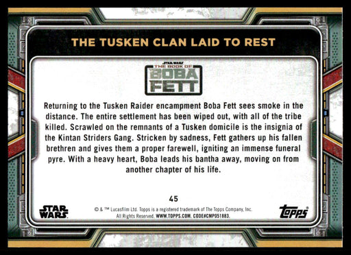 The Tusken Clan Laid to Rest 2022 Topps Star Wars Book of Bobba Fett Base Back of Card