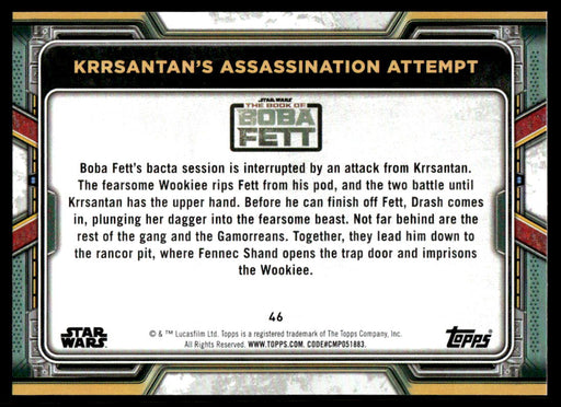 Krrsantan's Assassination Attempt 2022 Topps Star Wars Book of Bobba Fett Base Back of Card