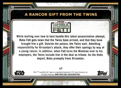 A Rancor Gift from the Twins 2022 Topps Star Wars Book of Bobba Fett Base Back of Card