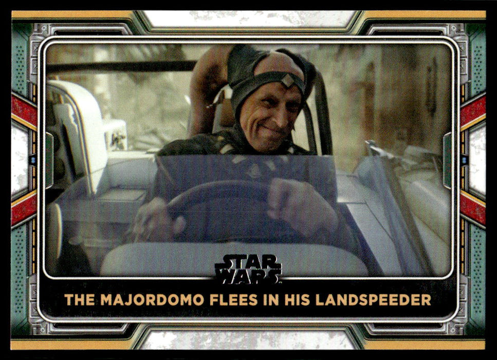 The Majordomo Flees in His Landspeeder 2022 Topps Star Wars Book of Bobba Fett Base Front of Card