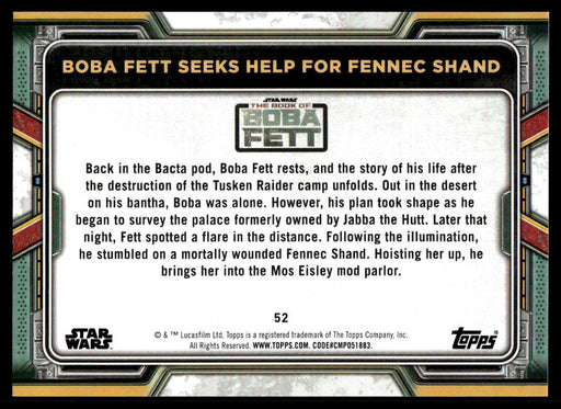 Boba Fett Seeks Help for Fennec Shand 2022 Topps Star Wars Book of Bobba Fett Base Back of Card