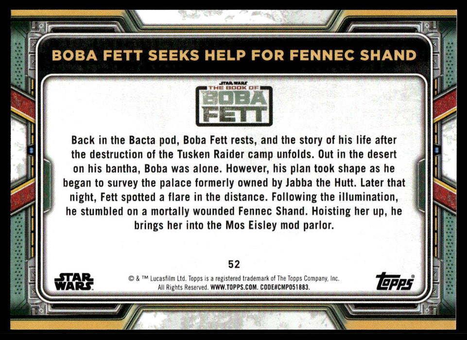 Boba Fett Seeks Help for Fennec Shand 2022 Topps Star Wars Book of Bobba Fett Base Back of Card