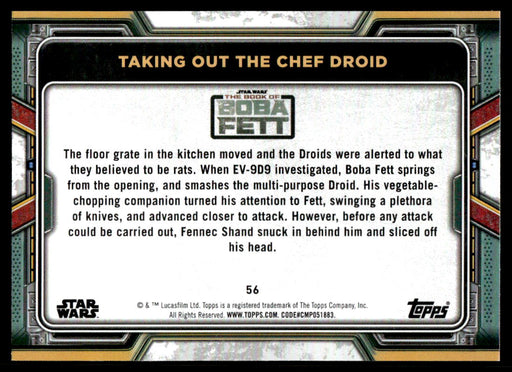 Taking Out the Chef Droid 2022 Topps Star Wars Book of Bobba Fett Base Back of Card