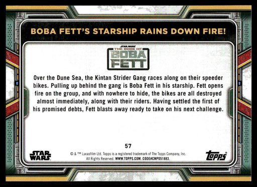 Boba Fett's Starship Rains Down Fire! 2022 Topps Star Wars Book of Bobba Fett Base Back of Card