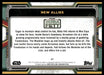 New Allies 2022 Topps Star Wars Book of Bobba Fett Base Back of Card