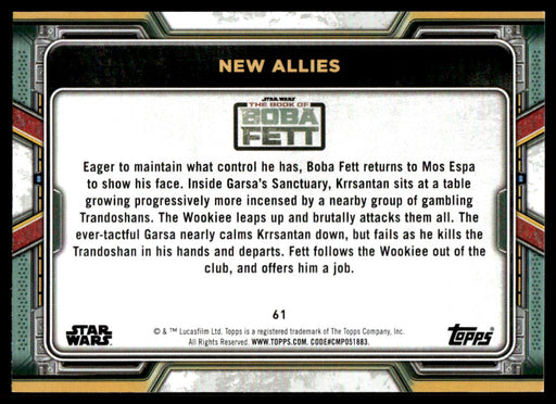 New Allies 2022 Topps Star Wars Book of Bobba Fett Base Back of Card