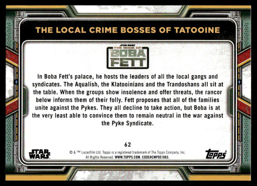 The Local Crime Bosses of Tatooine 2022 Topps Star Wars Book of Bobba Fett Base Back of Card